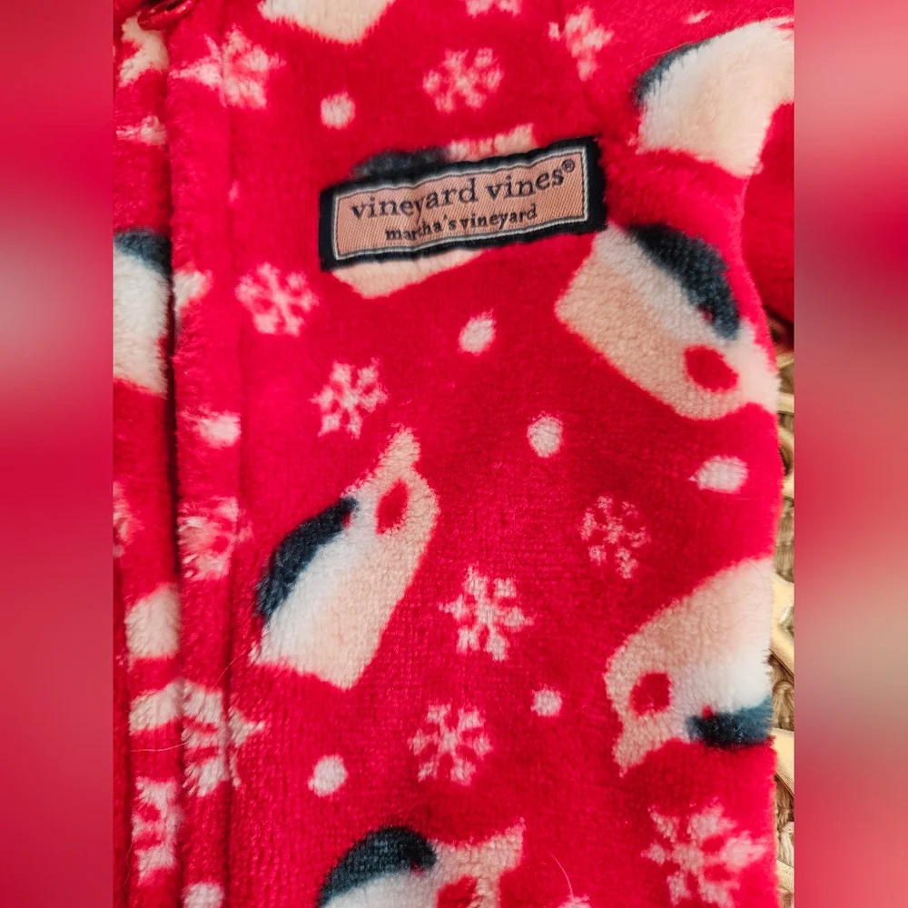 Vineyard Vines Baby Santa Whale Footed Fleece Sleeper Sz 3-6M